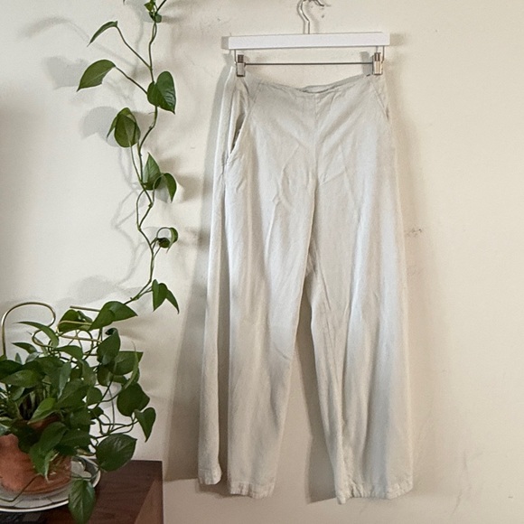 Abercrombie & Fitch Wide leg Cotton Linen blend soft pants light tan - Picture 1 of 5